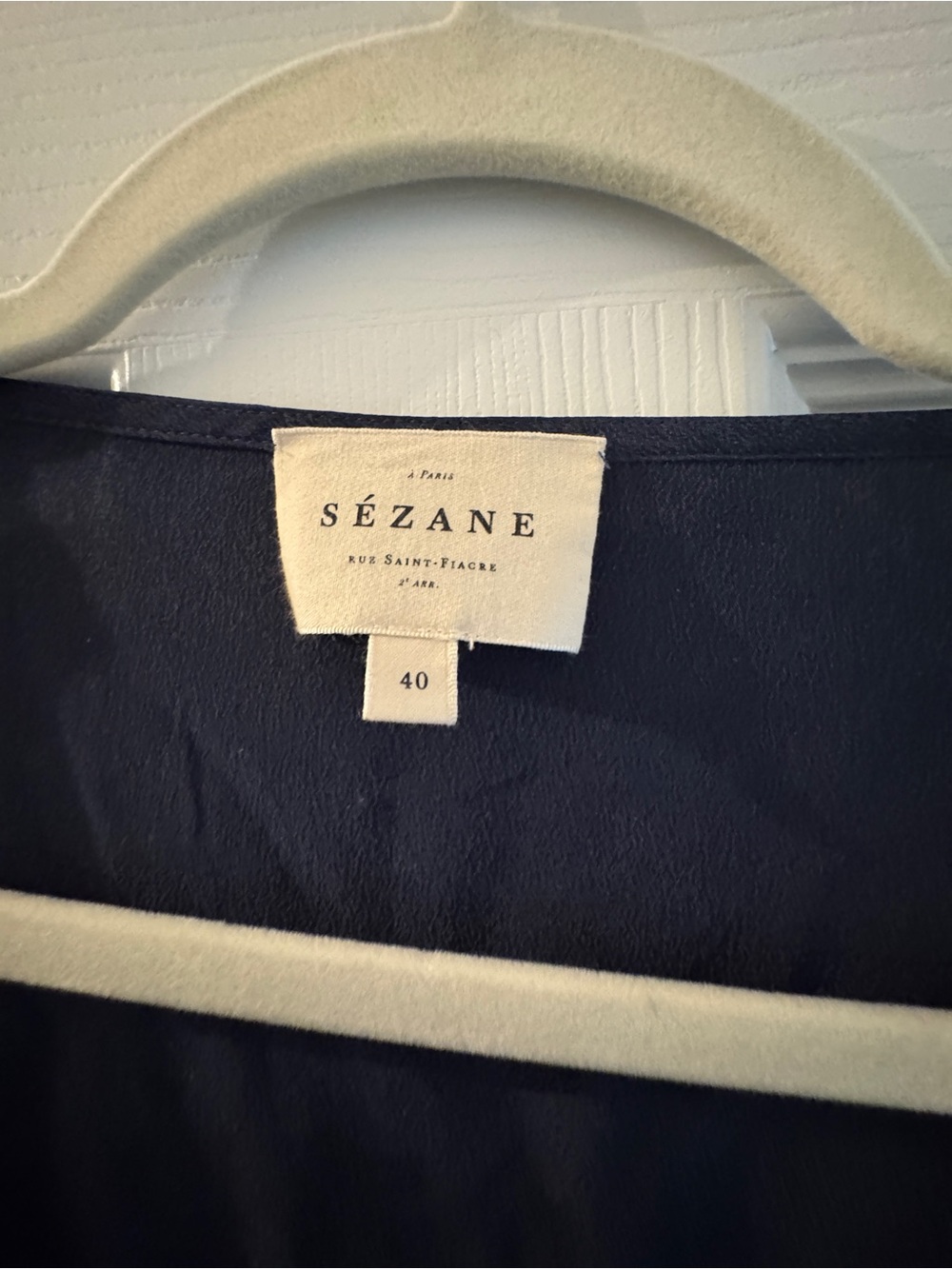 Sézane Minara Navy Silk Blouse Size 40 - Picture 4 of 6